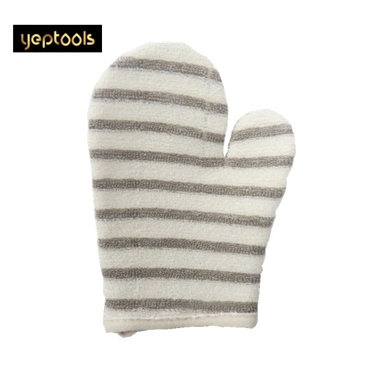 Stripe Flax Backhand Shower Gloves